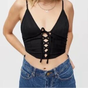 URBAN OUTFITTERS RINA TRIANGLE BLACK CAMI TOP SIZE MEDIUM NEW CROP TOP